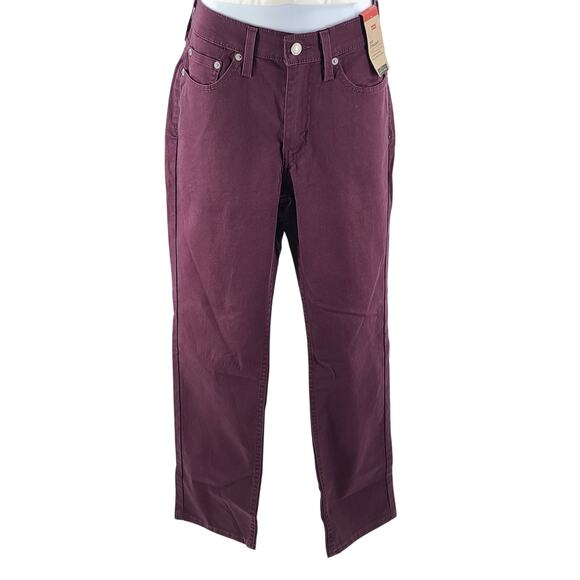 Levi's 514 straight stretch jeans deep burgundy mens Size 30x30 casual normcore - Picture 2 of 11